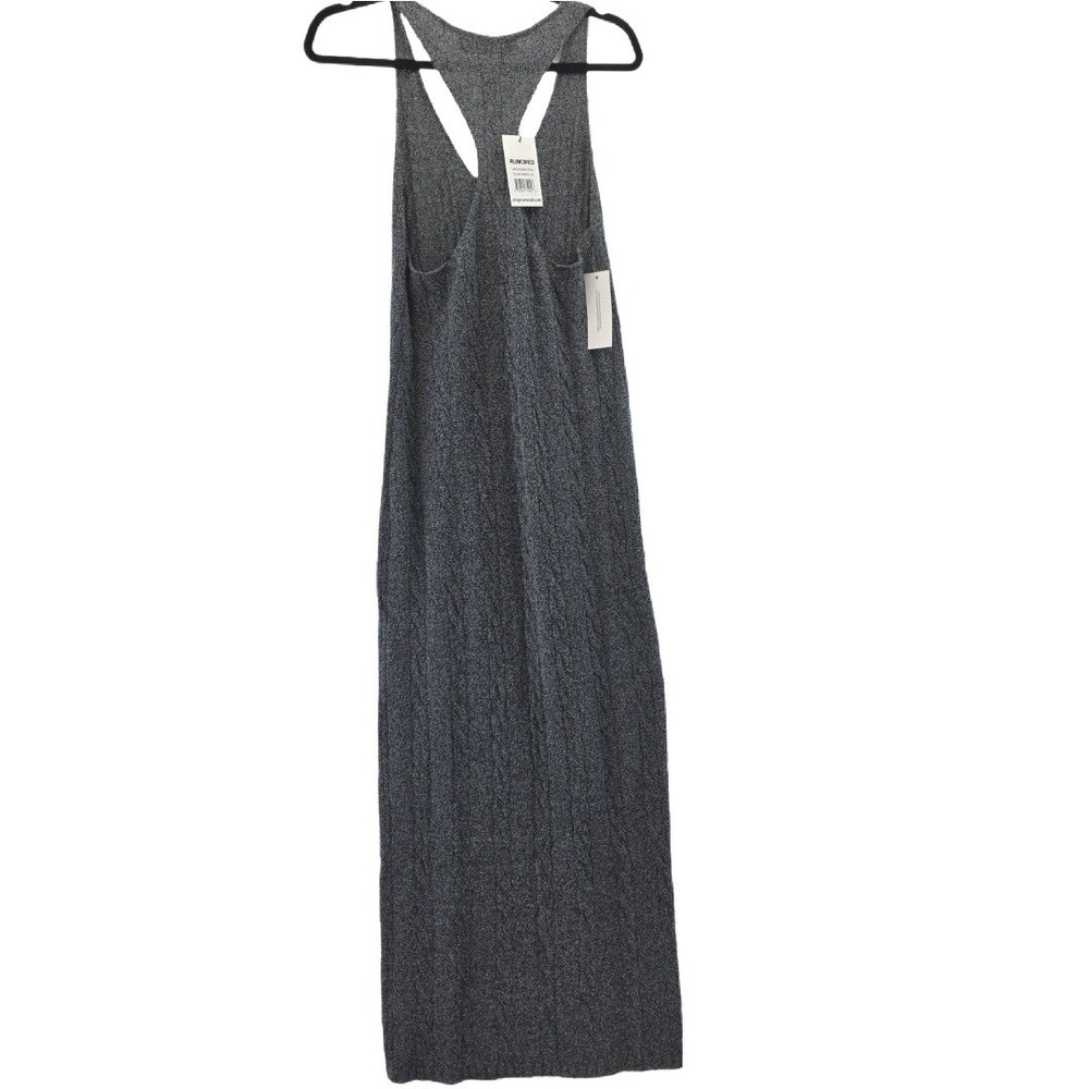 RUMORED Lakeville Maxi Dress Womens M Smoke Heather Knit Halter Racerback Tank - Picture 3 of 12